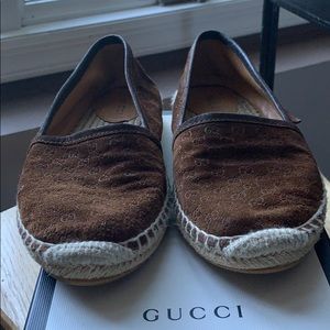 Gucci brown suede espadrilles size 36 1/2